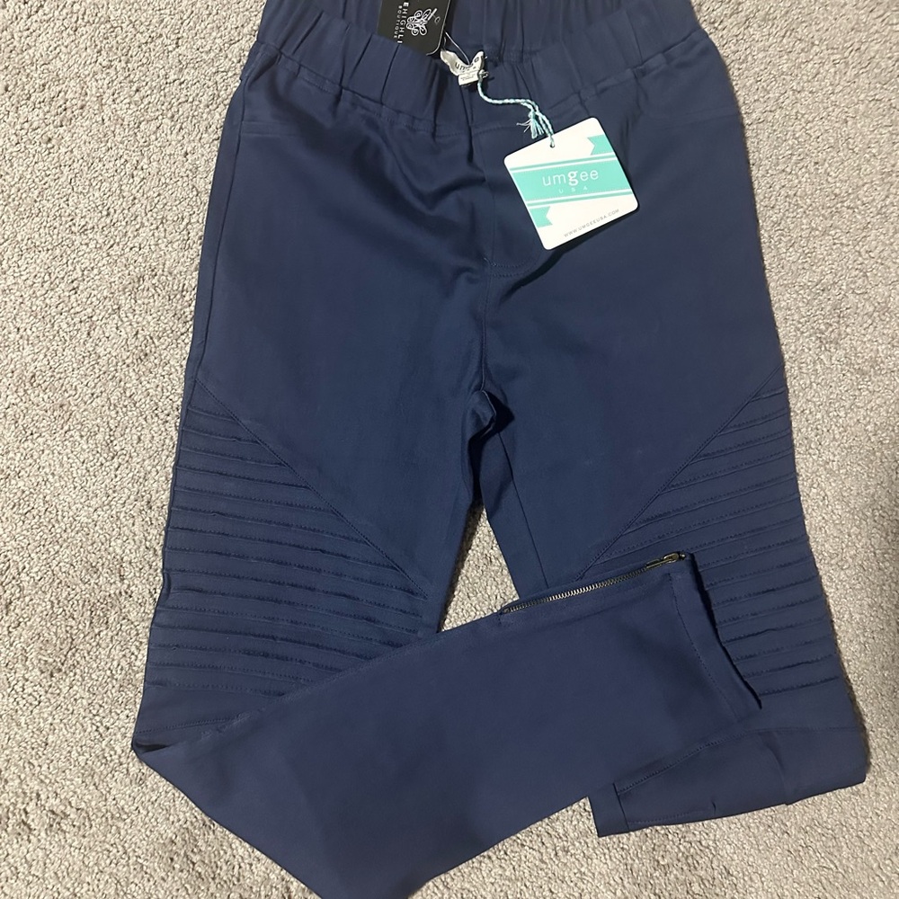 Umgee Blue Stretchy Moto Leggings